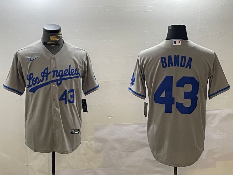 Men Los Angeles Dodgers 43 Banda Grey Game 2024 Nike MLB Jersey style 12092